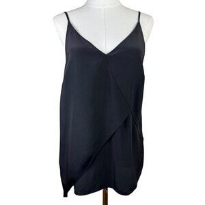 Chico's Black Label NWT 100% Silk Cami Top Size 1 Medium Black Asymmetrical Tank
